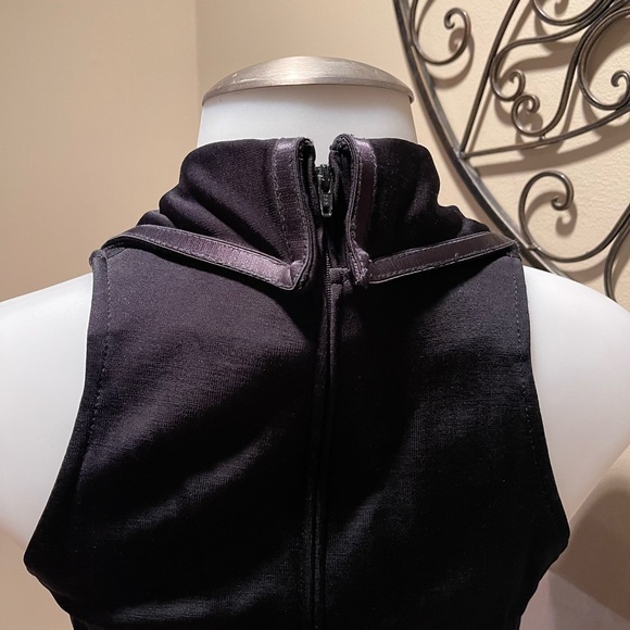 Y2K Vintage Tadashi Women’s Blk Sleeveless Tuxedo Style Full Length Dress SZ S - Picture 7 of 13